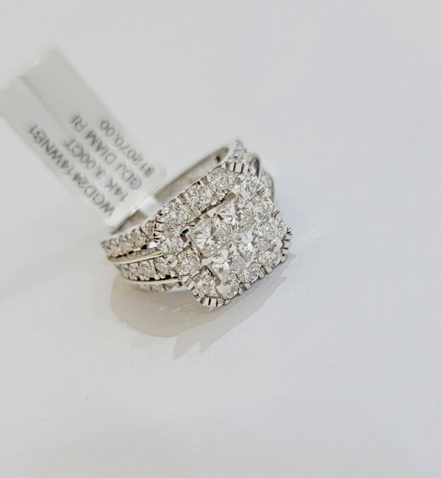 14k White Gold Diamond Ring Ladies 3CT Wedding Engagement Women Solid Band REAL - GoldenlinQ